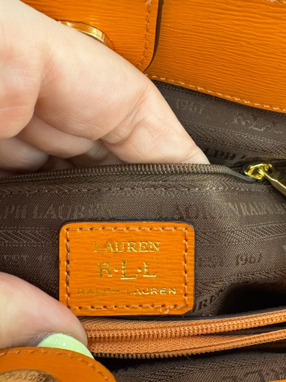 orange Lauren Ralph Lauren Newbury Sabine Satchel - Picture 14 of 14